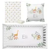 Lvyziho Baby Cuna Juego de ropa de cama de la guardería Elephant Lion Cunguez de Lion Nombre personalizado Animales de la jungla Conjunto de ropa de cama para bebés 240429