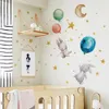 Cartoon Bunny Balloon Luminous Wall Stickers Glow in the Dark Wallpaper for Kids Room Living Nursery Home Decoration Decals 240429
