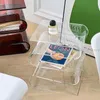 Nordic Transparent Book Shelf Acrylic Personality Side Table Living Room Furniture Home Decor Small Bookshelf Magazine Rack 240423