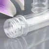 Lagringsflaskor 40 ml transparent mask badsalt test husdjursrör med aluminium keps klart plast kosmetisk tryckkänslig tätning f2024257