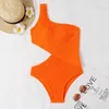 Swimwear féminin 2024 Sexy Neon Ribbed One Piece Mageur de maillot de bain Femme Bathing Feme