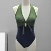 Kobiety bikini 2024 Kobiety Monokini Swimsuit Stylish V-deni z wysokim talią seksowną backless na lato