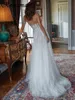 Élégants robes de mariée sans bretelles à grande part en ligne A-Line Appliques sans manches