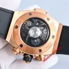 TWF Luxe horloges TW King Gold Rainbow 44mm A7750 Automatische chronograaf Heren Watch Sapphire Crystal Skeleton Dial Leather Riemhenden Polshorloges