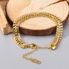 Anenjery 316L Edelstahl Doppelzauber Goldfarbe Dickes Twist -Ketten -Armband Indien Ins Simple Design Schmuck 240423