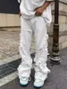 American Style Erosion Damage Raw Edge Street Street Jeans Mens Harajuku Style Hip-Hop Dance Blanc Straight White Womens Y2K Vêtements 240428