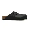 New designer mens slippers sandals for women clogs Sandal winter Men Women Slides Black White Suede Leather Buckle Strap Platform Falt Slides sandale low price