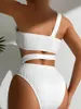 Dames zwemkleding bikini zwempak hoge taille split body streep zwempak stevige kleur sexy dames zomer vrouwen set outfits