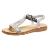 Sandali 2024 designer scarpe alla fibbia di lusso di lusso estate bohémien ronestone elastico band spiaggia sandalias mujer casual