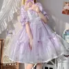 Sukienki imprezowe Con Fairycore Lolita sukienka japońskie kobiety słodka łuk gazy rękawa księżniczka letnie dziewczyny