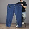 Ultra-plus Size Stretch Men's Business Jeans Simple Loose Wide-leg Straight Pants