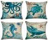 45cm45cm Turtle marino Conchina cuscino di cotone in cotone Copertina di divano Cedela Design Animal Design quadrato 18in18 Cover di cuscino 6517131