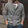 Men's Sweaters Mens Casual Retro Knitted T-shirts 2024 Double Breasted Tops Men Long Sleeves Pullovers Cut Out Ruched Shirts Clothing