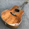 Cutaway All Koa Wood 41 tum D Style Acoustic Guitar, Abalone av högsta kvalitet