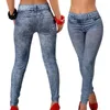 Jeans femininos 2024 Sexy Womens jeans Snowflake calça magra de moda de moda suave Leggings Black e Blue Mulher
