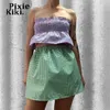 Faldas Pixiekiki casual de cintura alta mini falda ropa para mujer 2024 verano guingham una línea kawaii chicas p85-ag11