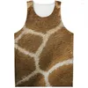 Heren tanktops persoonlijkheid giraf huid grafische top voor mannen zomer 3d geprinte dieren bont vest street oversized mouwloos t-shirt