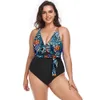 Swimwwear pour femmes Plus taille vintage Swimwearwear Lacet Up Womens High Washsuit One Puce Push Up Beachwear Sexy Bathing Fssction 4xl