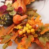 装飾的な花秋のドアリース収穫秋の装飾ホームイースターハロウィーンカボチャベリー人工花輪