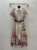 Milan Runway Dress 2024 Nowy wiosenny lato Lapel Neck Surk Sukienki z mody z krótkim rękawem