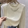 Maglioni femminili svuotati sottile maglione a maglia a maniche lunghe per 2024 primavera/estate dolce e piccante Top Top Trend di fascia alta