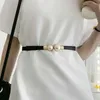 Belts Creative Pearl Buckle Belt PU Leather Dress Skirt Waist Elastic Thin Women Belts Ladies Waistband Clothing Matching Style Decor