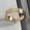 Anéis de banda 18K 3,6mm Love Ring V Gold Material nunca desaparecerá onel estreito sem diamantes Brand de luxo Reproduções oficiais com casal de caixa