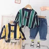 Наборы одежды Spring Beaby Boys Cotte Clothing Clothing Clothed Statherts Джинсы штаны 2 шт/сета для младенцев Детские детские наряды детская спортивная одежда