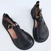Casual Shoes Summer Genuine Leather Wide Toe Retro British Style Ugly Cute Women's Cowhide Soft Sole Original Handmade