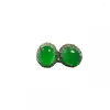 Boucles d'oreilles en peluche 925 Calcédoine vert incrusté Diana Agate Goucles d'oreilles