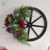 Декоративные цветы праздничный венок с Bowknot Праздничный рождественский колесный колесный клетку ложки сосны декор.
