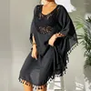 Sommer 2024 Holiday Beach Dress Casual Lose Cover ups halb Ärmeln Mode transparent leichte Bikini -Umhänge