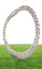 19 mm brede zware ketting Iced Out Bling Diamond Curb Cuban Link Chain Hip Hop Chain Necklace9821943