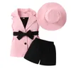 Ensembles de vêtements Kids Girls Shorts Set Elegant Camisole avec Gilet Belt Hat Summer Ten et