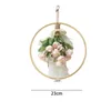 Decorative Flowers Rose Floral Hoop Wreath Spring Wall Hanging Ornament Front Door For Party Porch Indoor Outdoor Festival Wedding