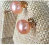 Dangle Ohrringe riesig ein Paar 9-10 mm Südsee Gold Rosa Perlenohrring 14k
