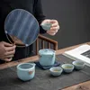 Ensembles de voiles de thé Ensembles de thé en céramique un pot quatre tasses Kung Fu Ta set Travel Portable Tea Set Taapot Teach TaCup Tea Thé ACCESSOIRES THE