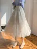 Skirts fanieces Femmes Elegant Tulle Tulle Fluffy Long Skirt Fairy A-Line-Helle-Longle tutu Cake Cascading Ruffles Party Mesh