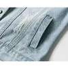 Kurtki dżinsowe damskie vintage w trudnej sytuacji, rozerwany z długim rękawem płaszcze dżinsowe płaszcze jesień zima przycięte panie szczupłe koszule 240423