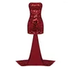 Robes décontractées VC Cocktail pour femmes sexy sans bretelles mignonnes arc décoration luxe paillettes de paillettes rouges robe d'anniversaire