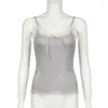 Tanks pour femmes Y2k Slim Grey Lace Trim Camisole à pois