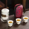 Teaware set Portable Quick Cup Ceramic Travel Kung Fu Tea Set Outdoor Travel 1 Pot 3 Cups Coffee Teapot For Tea in a Cup Coffeeware Teaware