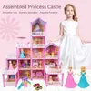 Docka hus tillbehör barn leksak simulering doll hus villa set som låtsas spela husmontering leksak prinsessa slott sovrum tjej gåva toyl2405