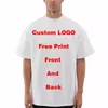 DIY Custom Your 9,1oz 260gsm High Quality Quality T-shirt surdimensionné pour manches courtes en coton Couleur continue Loisure Blanc Noir 240422