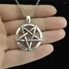 Chains Fashion Vintage Silver Color Pentagram Necklaces For Women Men Accessories Metal Jewelry On The Neck Necklace Choker Gift