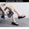 Talltor Kravoo Platform Shoes for Women Small Floral Flip Flops Wedges Sandaler Women's High Heel Beach Slides Summer 2024