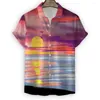 Men's Casual Shirts 2024 Beach Sunset 3D Digital Printed Button-down Shirt Hawaii Tour