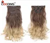 22 pouces de long Curly Fake Hair Clip 16 Clip sur les cheveux Extension Naturel Synthétique Hoils Résistant à la chaleur Fiber Fibre ombre Color7978375