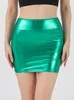 Gonne in argento corto shiny in pelle lucida matita mini sexy nightclub Lady Office Skinny High High Bodycon Clubwear Streetwear