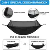 Hängmattor Portable Camping Hammock med Mosquito Net Pop-Up Outdoor Anti-Rip Nylon Swing Hammock Chair Soving Hammock Camping Saker